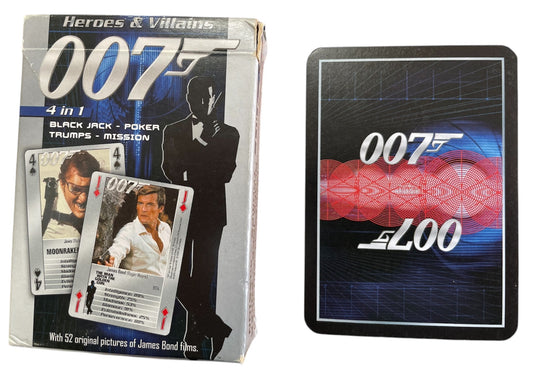 Vintage Cartamundi 2005 James Bond 007 - Heroes &amp; Villains - 4 In 1 - Black Jack - Poker - Trumps - Mission - Deck Of Playing Cards - In The Original Box - Former Shop Counter Display Set