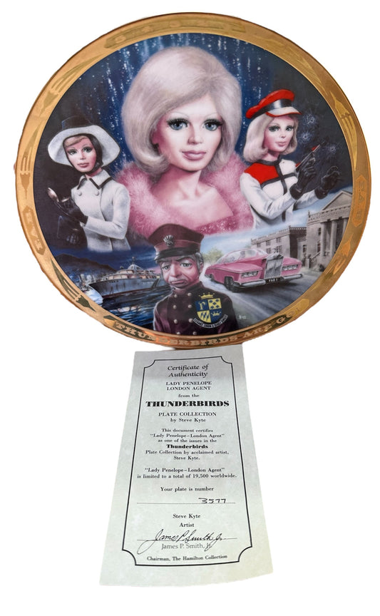 Vintage Hamiltons 1993 Gerry Andersons Thunderbirds Plate Collection - Lady Penelope London Agent - Limited Edition Shop Stock Room Find