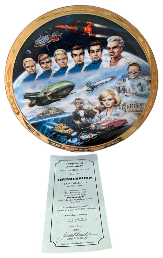 Vintage Hamiltons 1993 Gerry Andersons Thunderbirds Plate Collection - Thunderbirds Are Go - Limited Edition Shop Stock Room Find