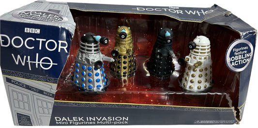 Big Chief Studios 2021 Doctor Dr Who Bobble Buddies Daleks Invasion Mini Figurines Multi Pack - With Bobbling Action - Figure Set Featuring 4 Classic Daleks - Factory Sealed Shop Stock Room Find.