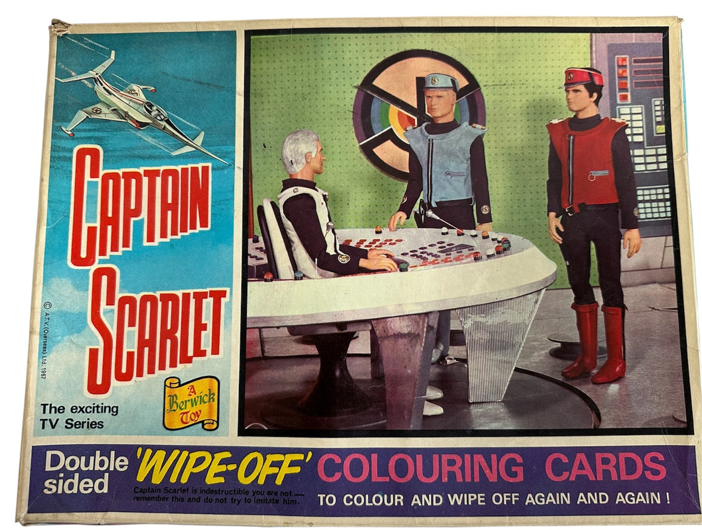 Vintage Berwick Toys 1967 Gerry Andersons Captain Scarlet And The Mysterons - Double Sided WIpe Off Colouring Cards - Fantastic Condition In The Original Box