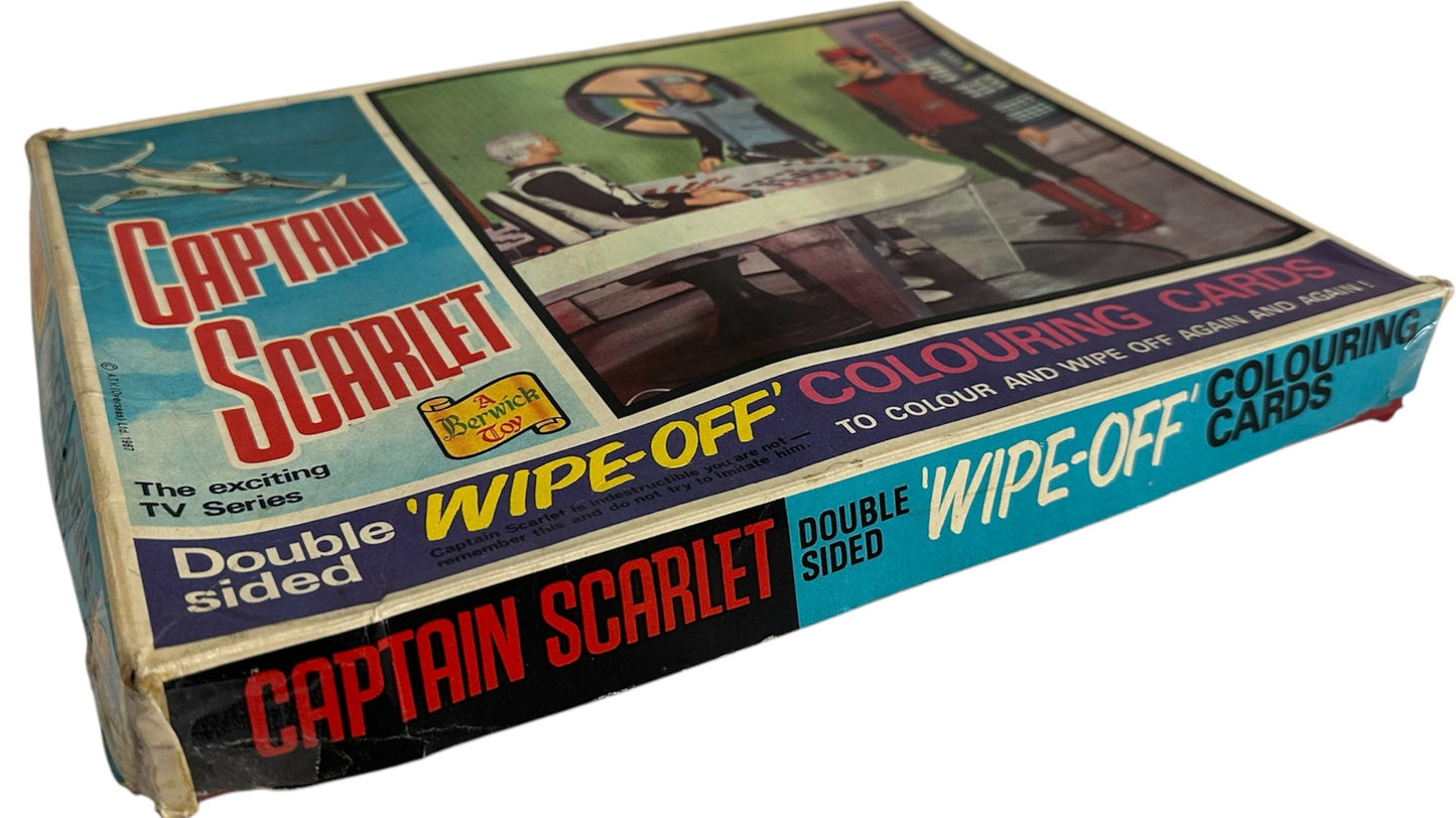 Vintage Berwick Toys 1967 Gerry Andersons Captain Scarlet And The Mysterons - Double Sided WIpe Off Colouring Cards - Fantastic Condition In The Original Box