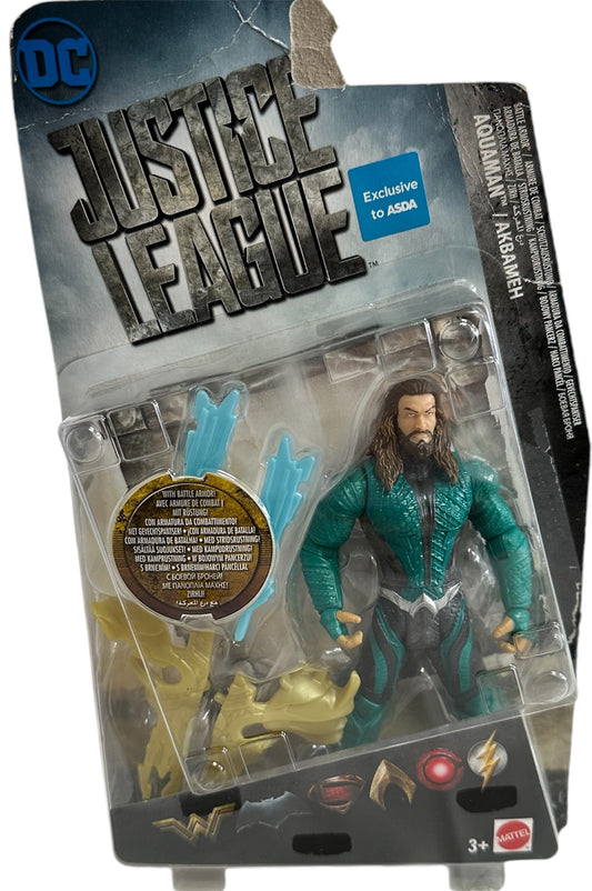 DC Comics Mattel 2017 Justice League Highly Detailed Battle Armor Aquaman 6 Inch Action Figure -Asda/Wallmart Exclusive - Factory Sealed Shop Stock Room Find