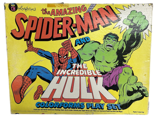 Vintage 1979 Marvels Colorforms Play Set - The Amazing Spiderman And The Incredible Hulk - Very Good Condition In The Original Box