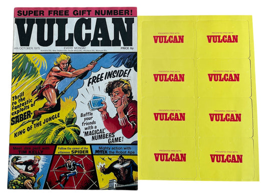 Vintage 4th October 1975 Vulcan Weekly Comic Magazine Paper No. 2 - Fantastic Second Issue - With The Free Gift - Magical Numbers Game - Former Shop Stock