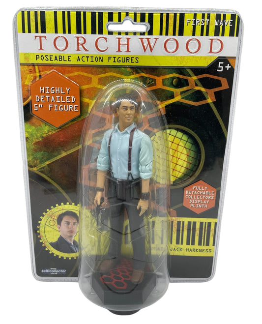 Vintage 2006 Dr Who Spin Off - Torchwood Captain Jack Harkness Highly Detailed Poseable Action Figure With Detachable Display Plinth - Brand New Factory Sealed Shop Stock Room Find