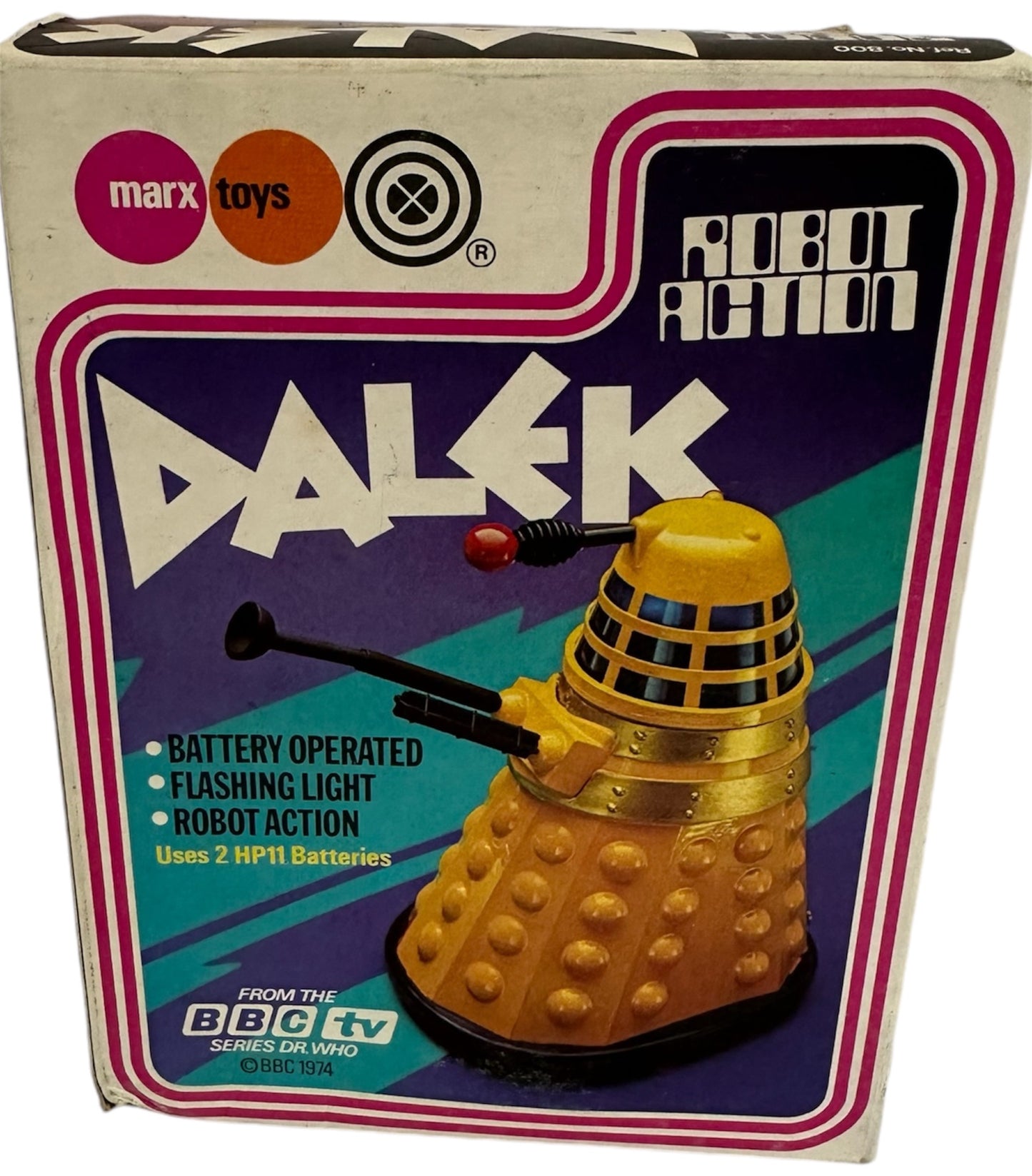 Vintage 1974 Doctor Who Robot Action Battery Operated Yellow Dalek By Louis Marx - In The Original Box