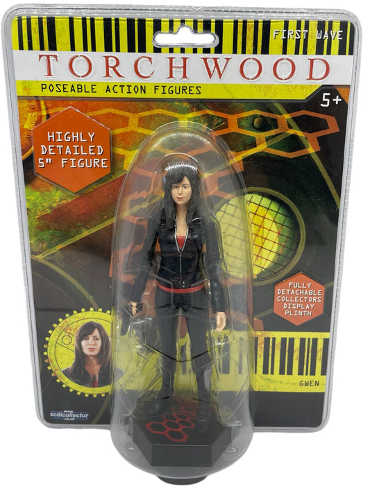 Vintage 2006 Dr Who Spin Off - Torchwood Gwen Cooper Highly Detailed Poseable Action Figure With Detachable Display Plinth - Brand New Factory Sealed Shop Stock Room Find