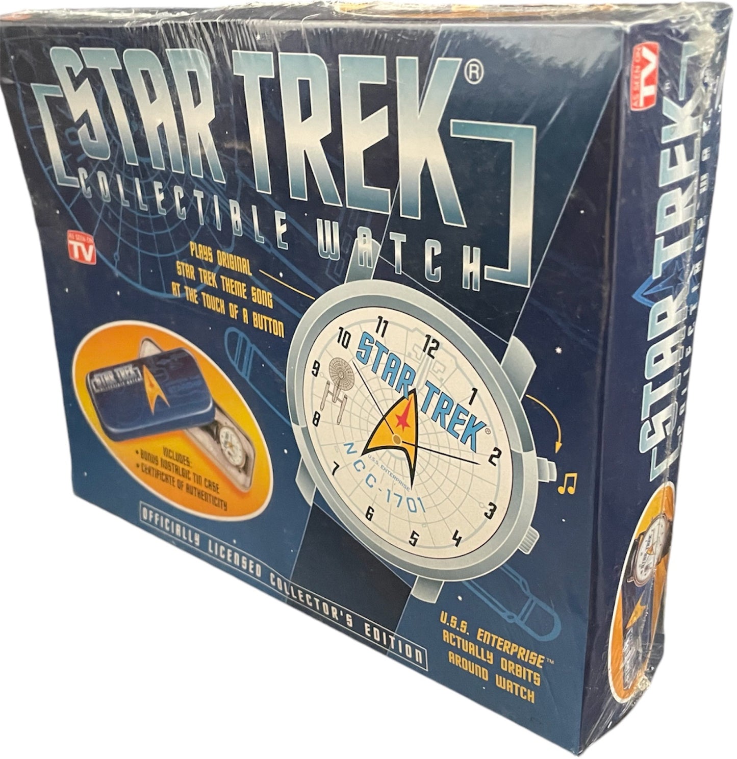 Vintage Valuecenter 1996 Star Trek The Original Series USS Enterprise Star Ship Collectable Analogue Wrist Watch - Plays Original Theme Tune - Factory Sealed Shop Stock Room Find