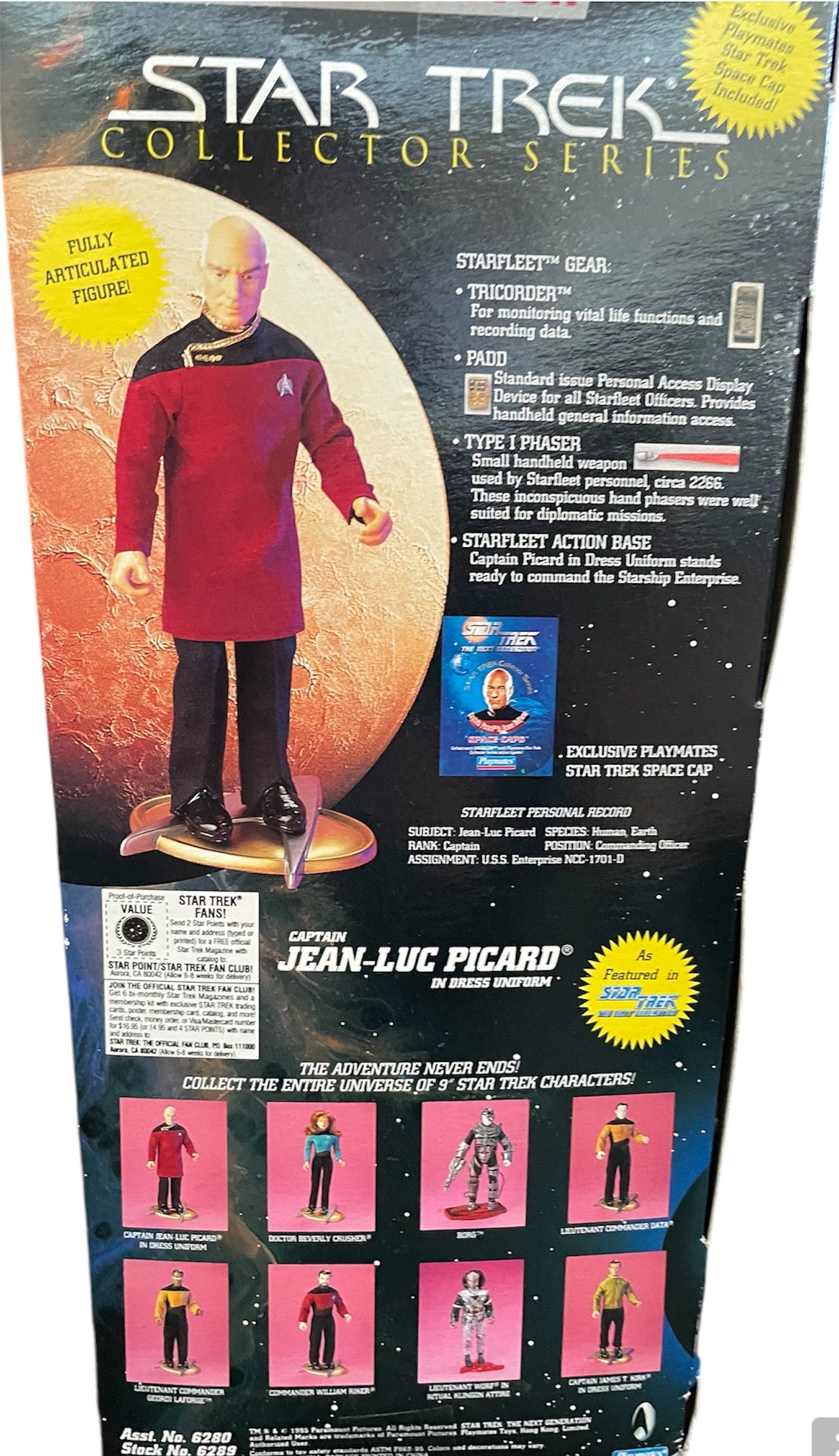 Vintage 1995 Star Trek The Next Generation Starfleet Edition 9 Inch Captain Jean-Luc Picard In Dress Uniform Collector Series Action Figure - Brand New Factory Sealed Shop Stock Room Find