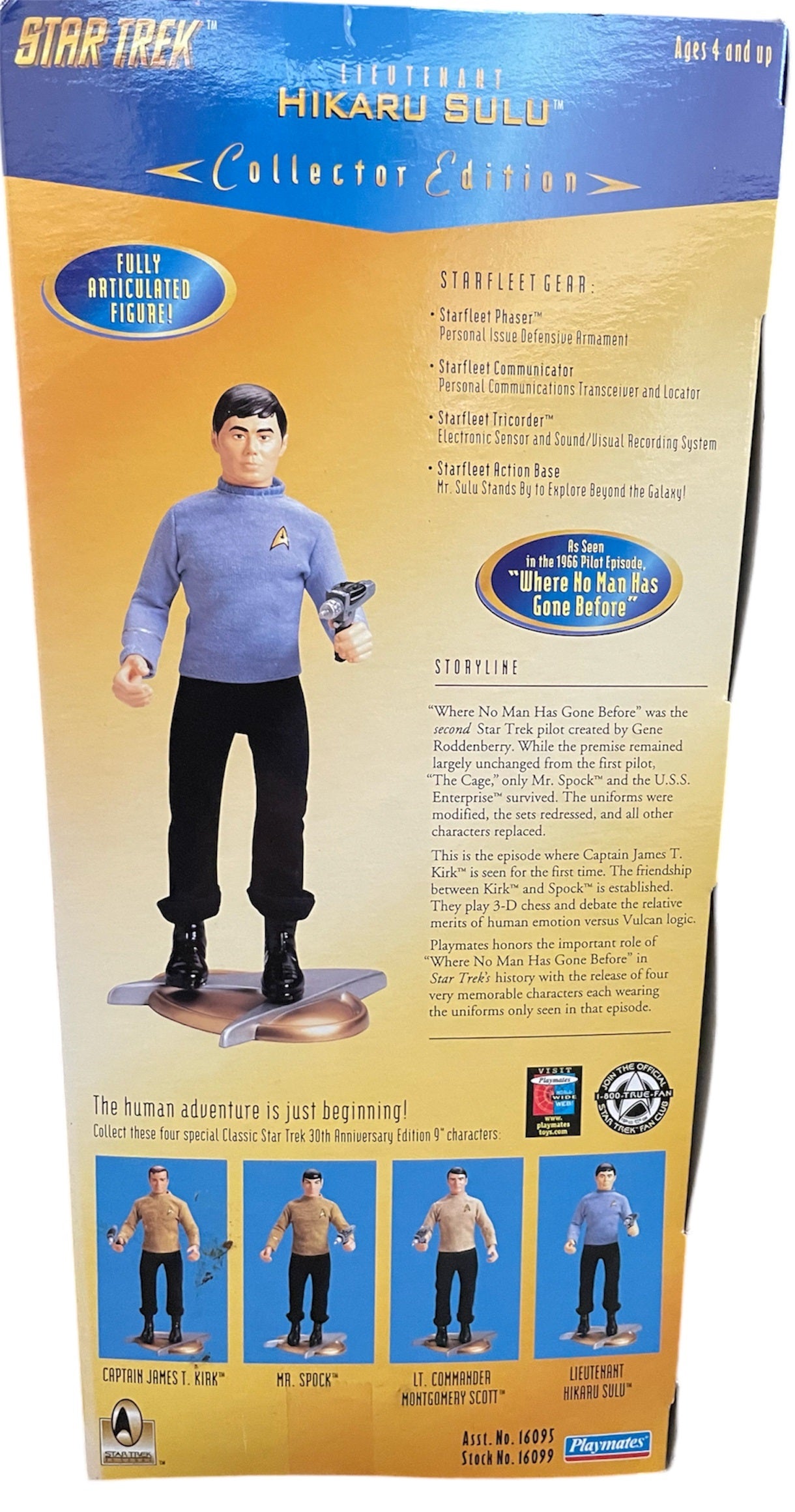 Vintage Playmates 1996 Star Trek The Original Series 30th Anniversary Collector Edition - 9 Inch Lieutenant Hikaru Sulu Action Figure - Brand New Factory Sealed Shop Stock Room Find