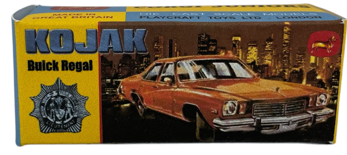 Vintage 1978 Corgi Juniors Kojak's Buick Regal Bronze Diecast Model Car In A High Quality Reproduction Box With Display Plinth