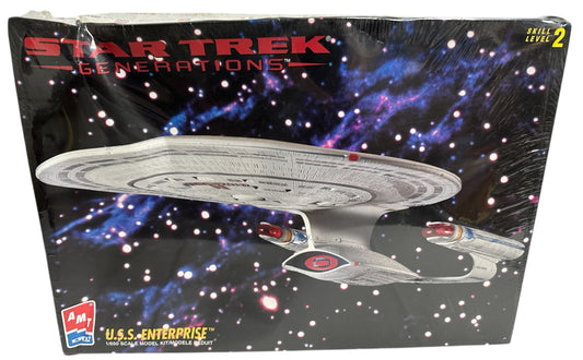 Vintage AMT/ERTL 1995 Star Trek Generations USS Enterprise NCC-1701D Highly Detailed Model Kit With Display Stand - Model No. 8793 - Factory Sealed Shop Stock Room Find