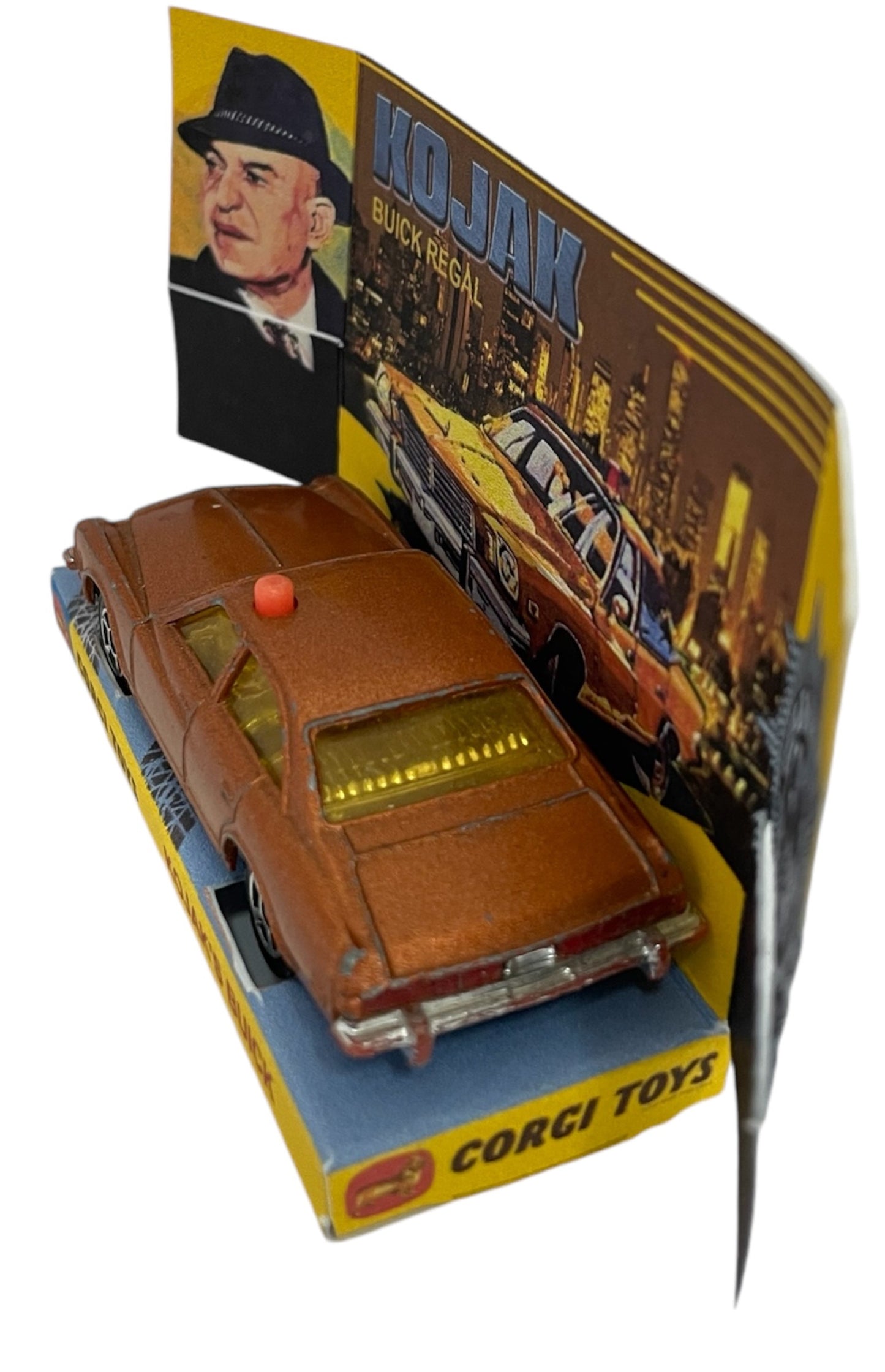 Vintage 1978 Corgi Juniors Kojak's Buick Regal Bronze Diecast Model Car In A High Quality Reproduction Box With Display Plinth