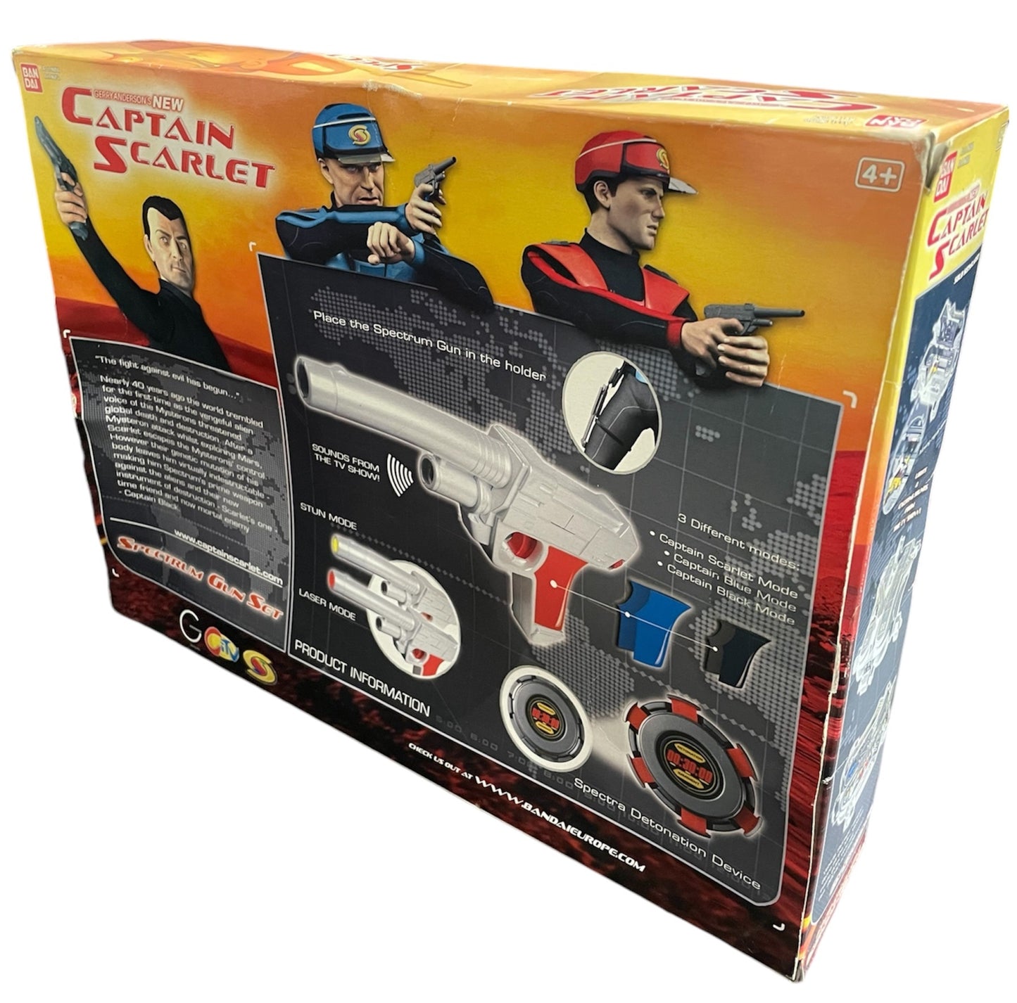 Vintage Bandai 2005 Gerry Andersons New Captain Scarlet Spectrum Gun Set - Complete And Fully Working In The Original Box - Former Shop Display Set