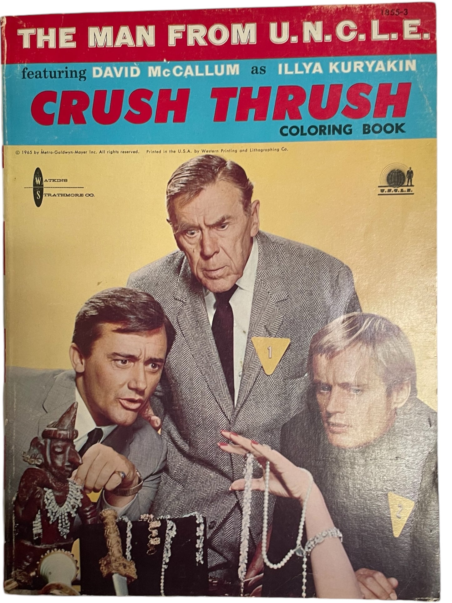 Vintage 1965 Ultra Rare The Man From UNCLE Featuring David McCallum As Illya Kuryakin - Crush Thrush Coloring Book - As Seen In The Hit Television Series - Very Good Unused Condition