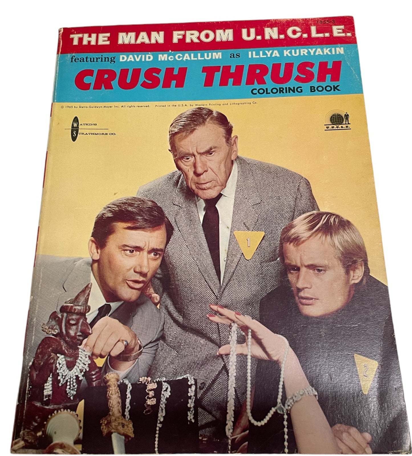 Vintage 1965 Ultra Rare The Man From UNCLE Featuring David McCallum As Illya Kuryakin - Crush Thrush Coloring Book - As Seen In The Hit Television Series - Very Good Unused Condition