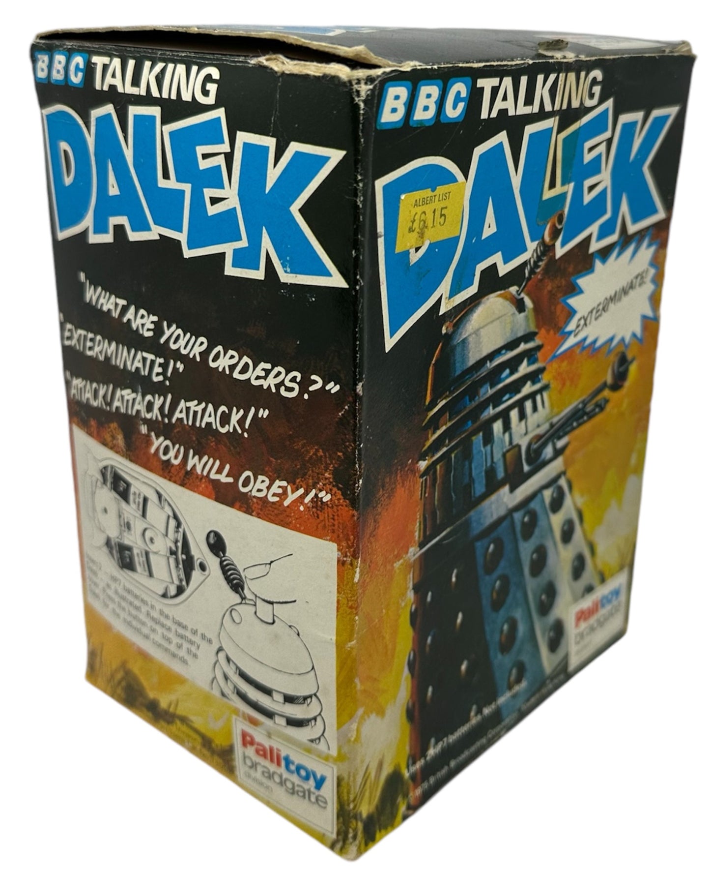 Vintage 1975 Palitoy Doctor Dr Who Talking Dalek Battery Operated Silver And Black Dalek Complete In The Original Box