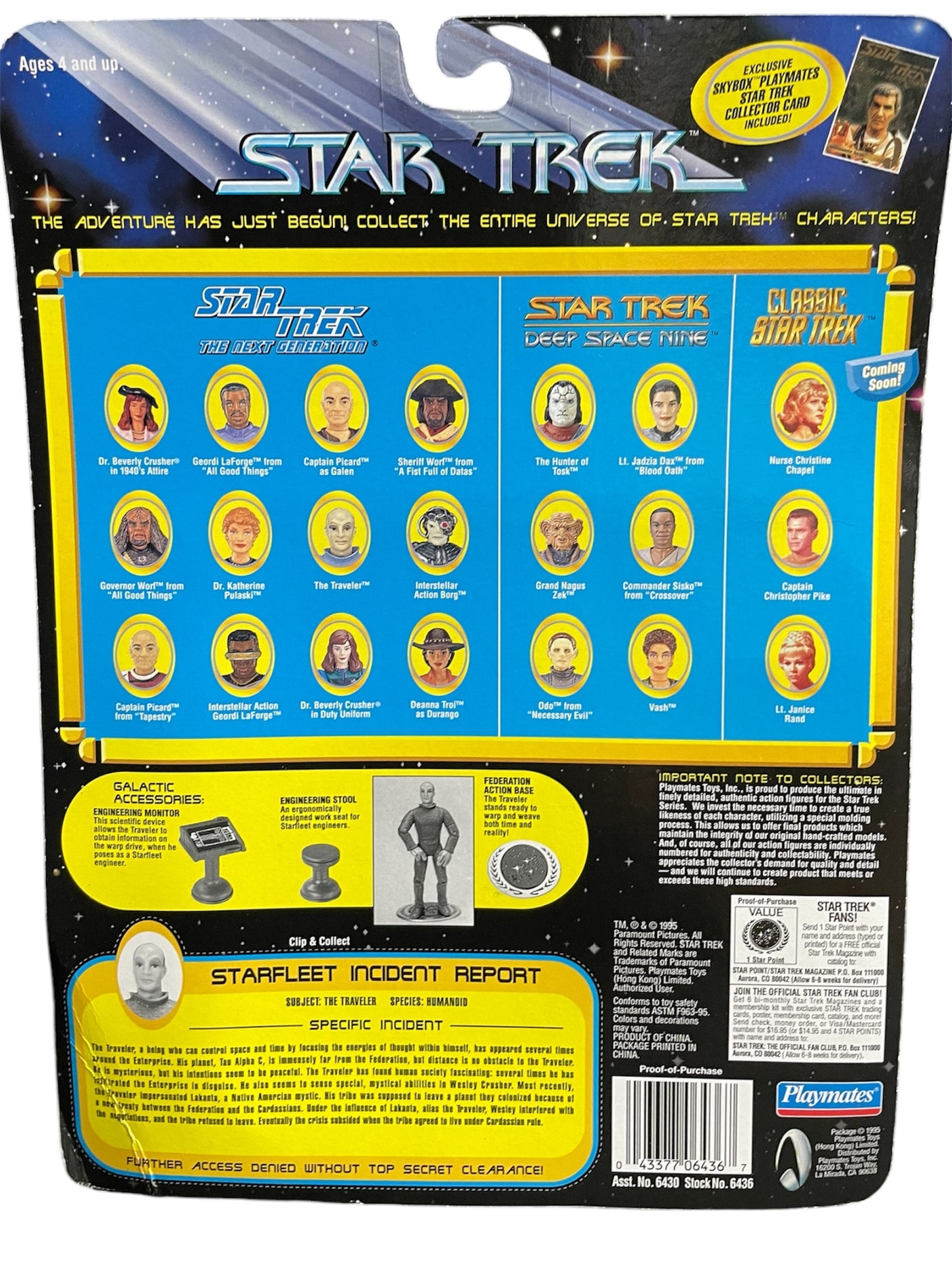 Vintage Playmates 1995 Star Trek The Next Generation The Traveler Action Figure Brand New Factory Sealed Shop Stock Room Find