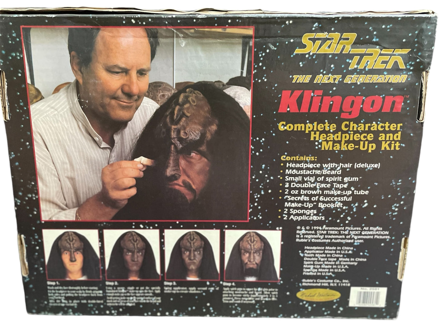 Vintage Rubies 1994 Star Trek The Next Generation Klingon Complete Character Headpiece And Make-Up Kit - Former Shop Counter Display Set.