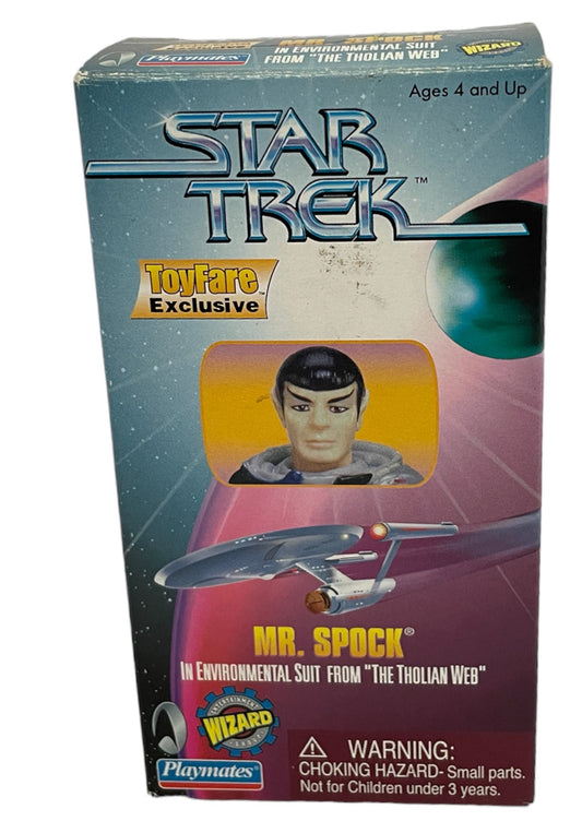 Vintage Playmates 1998 Star Trek The Original Series Wizard ToyFare Exclusive Collectors Edition - Mr Spock In Environmental Suit From The Tholian Web Action Figure - Mint In Box