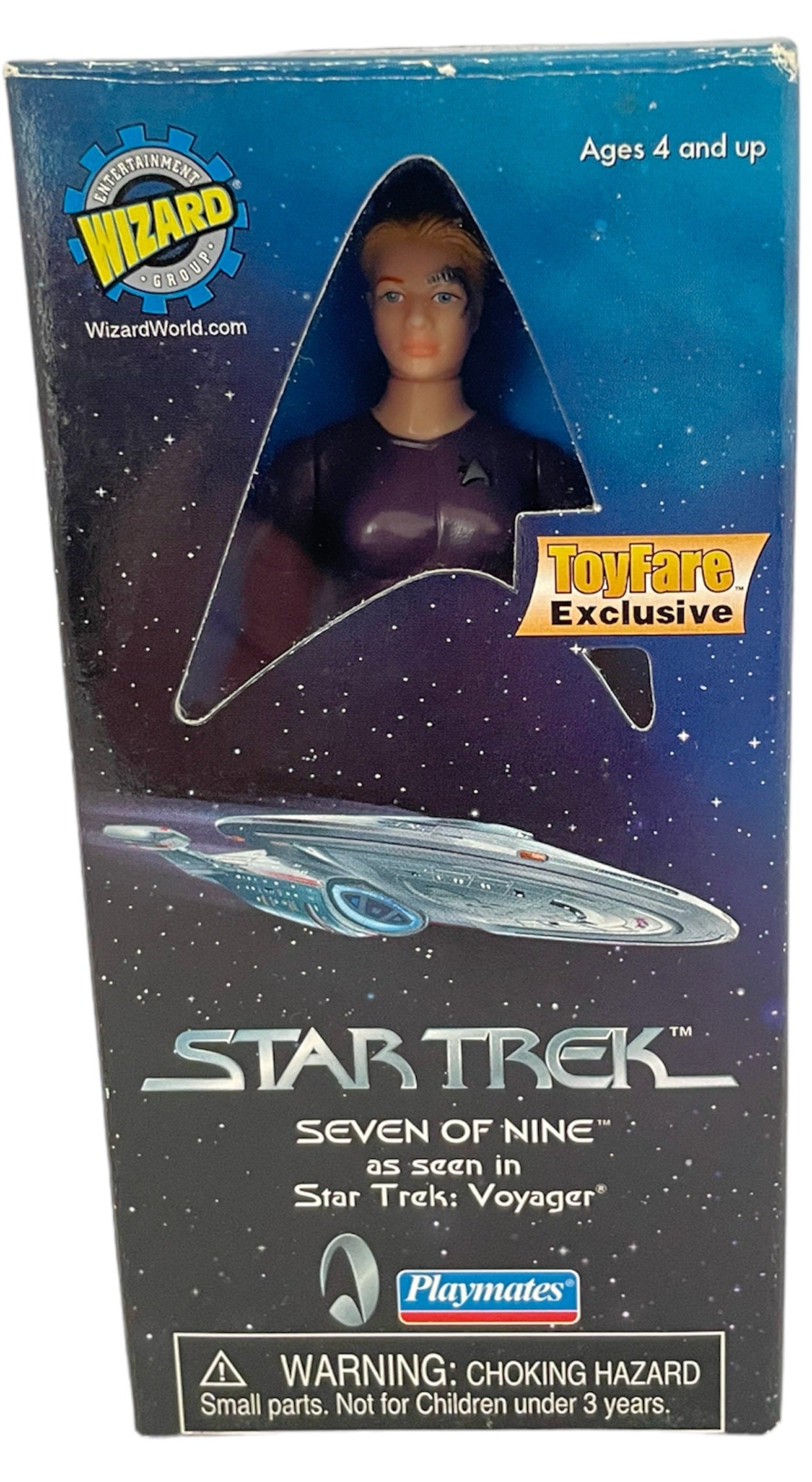 Vintage Playmates 1999 Star Trek Voyager Wizard ToyFare Exclusive Collectors Edition - Seven Of Nine In Purple Jumpsuit Action Figure - Mint In Box