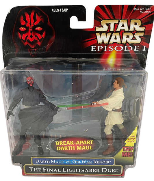 Vintage 1999 Star Wars Episode 1 The Phantom Menace Darth Maul Vs Obi-Wan Kenobi - The Final Lightsaber Duel Action Figure Set - Brand New Factory Sealed Shop Stock Room Find