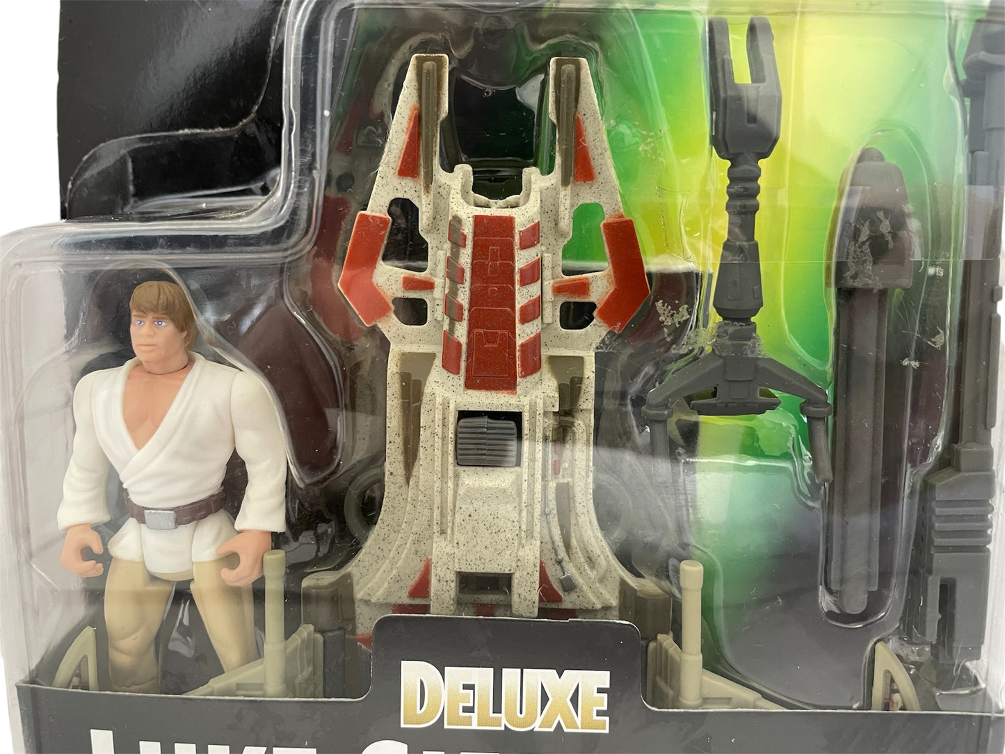 Vintage Kenner 1996 Star Wars The Power Of The Force Deluxe Luke Skywalker Action Figure With Desert Sport Skiff - Brand New Factory Sealed Shop Stock Room Find