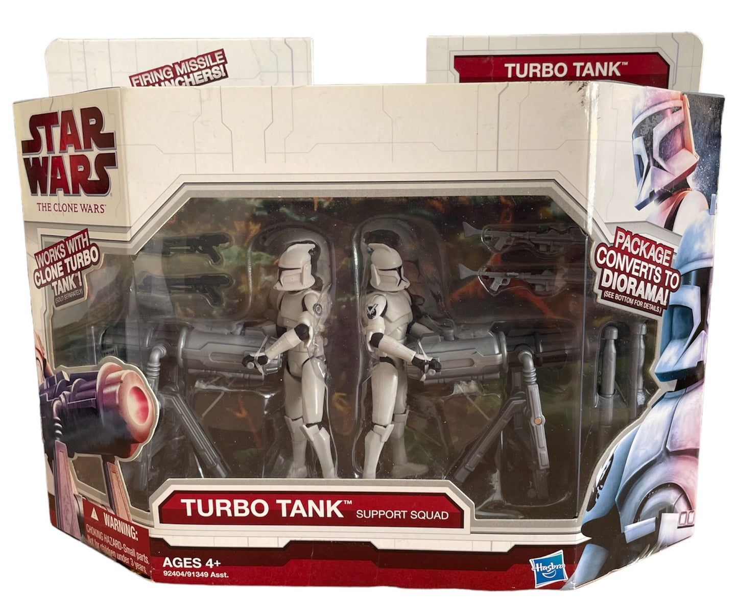 Vintage 2009 Star Wars - The Clone Wars Turbo Tank Support Squad - Twin Action Figure Pack With Two Missile Launchers - Brand New Factory Sealed Shop Stock Room Find