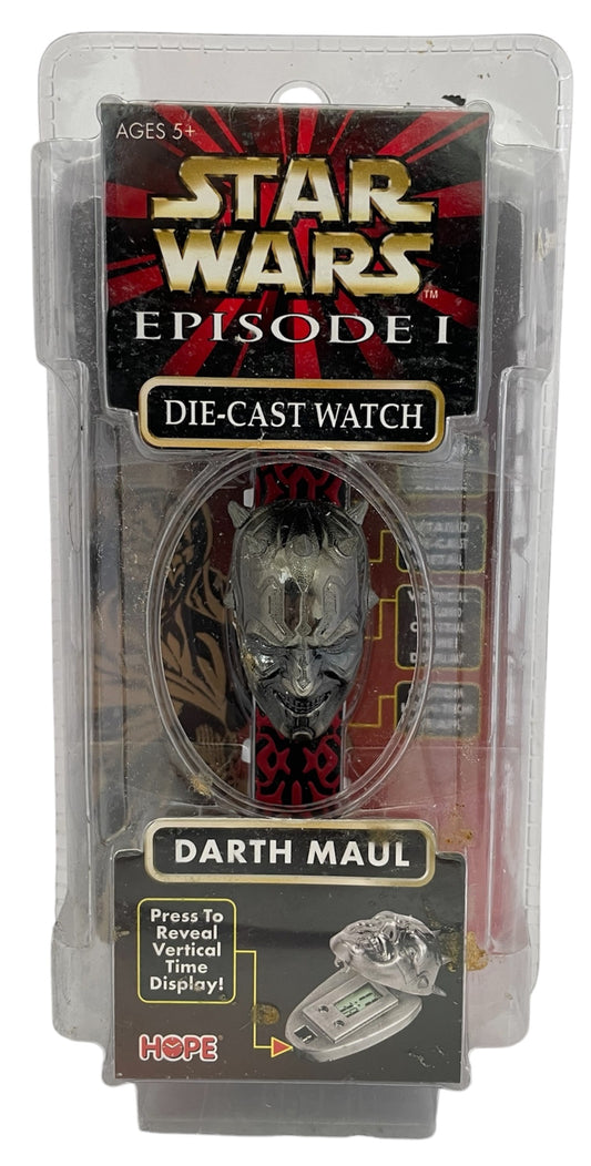 Vintage Hopes 1999 Star Wars Episode 1 Darth Maul Diecast Head Flip Top Digital Watch - Factory Sealed Shop Stock Room Find