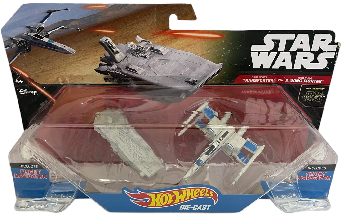 Vintage 2015 Star Wars Hot Wheels Die-Cast First Order Transporter &amp; The Resistance X-Wing Fighter Space Vehicles - Brand New Factory Sealed Shop Stock Room Find