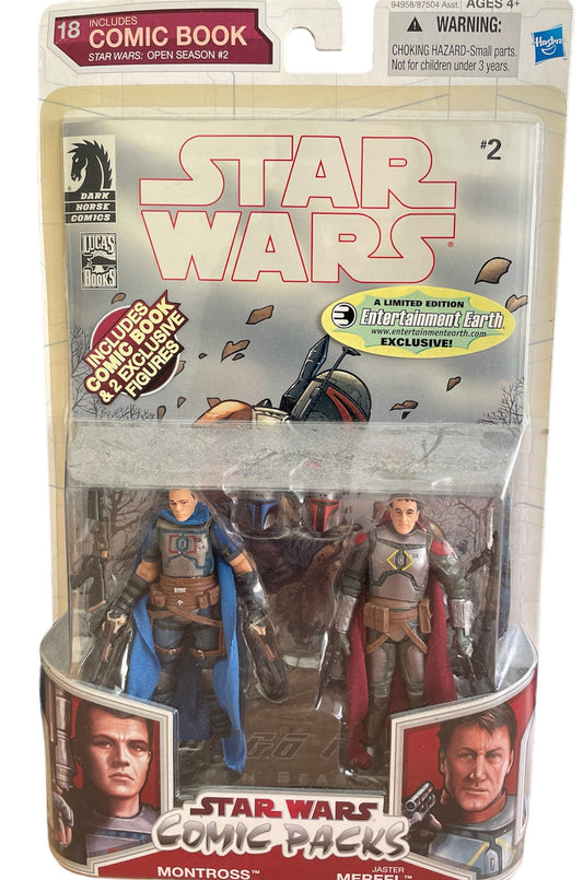 Vintage 2009 Star Wars - The The Legacy Collection Expanded Universe Comic Packs With Madalorians Jaster Mereel And Montross Action Figure Set With Comic Book - EE Comic Con Exclusive - Brand New Factory Sealed