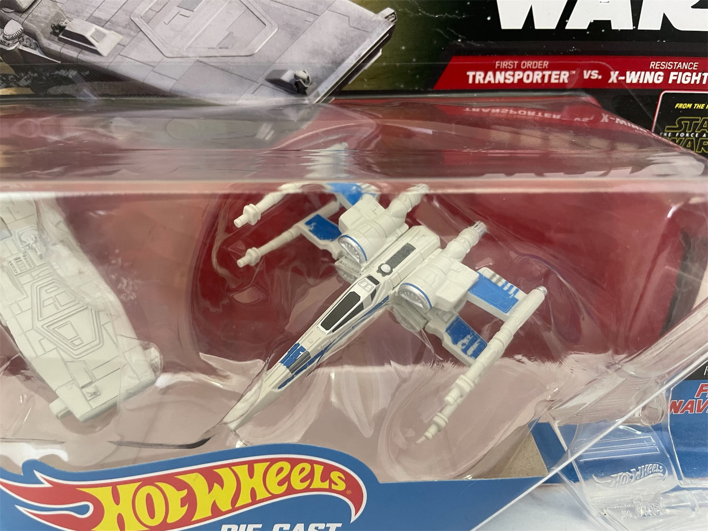 Vintage 2015 Star Wars Hot Wheels Die-Cast First Order Transporter &amp; The Resistance X-Wing Fighter Space Vehicles - Brand New Factory Sealed Shop Stock Room Find