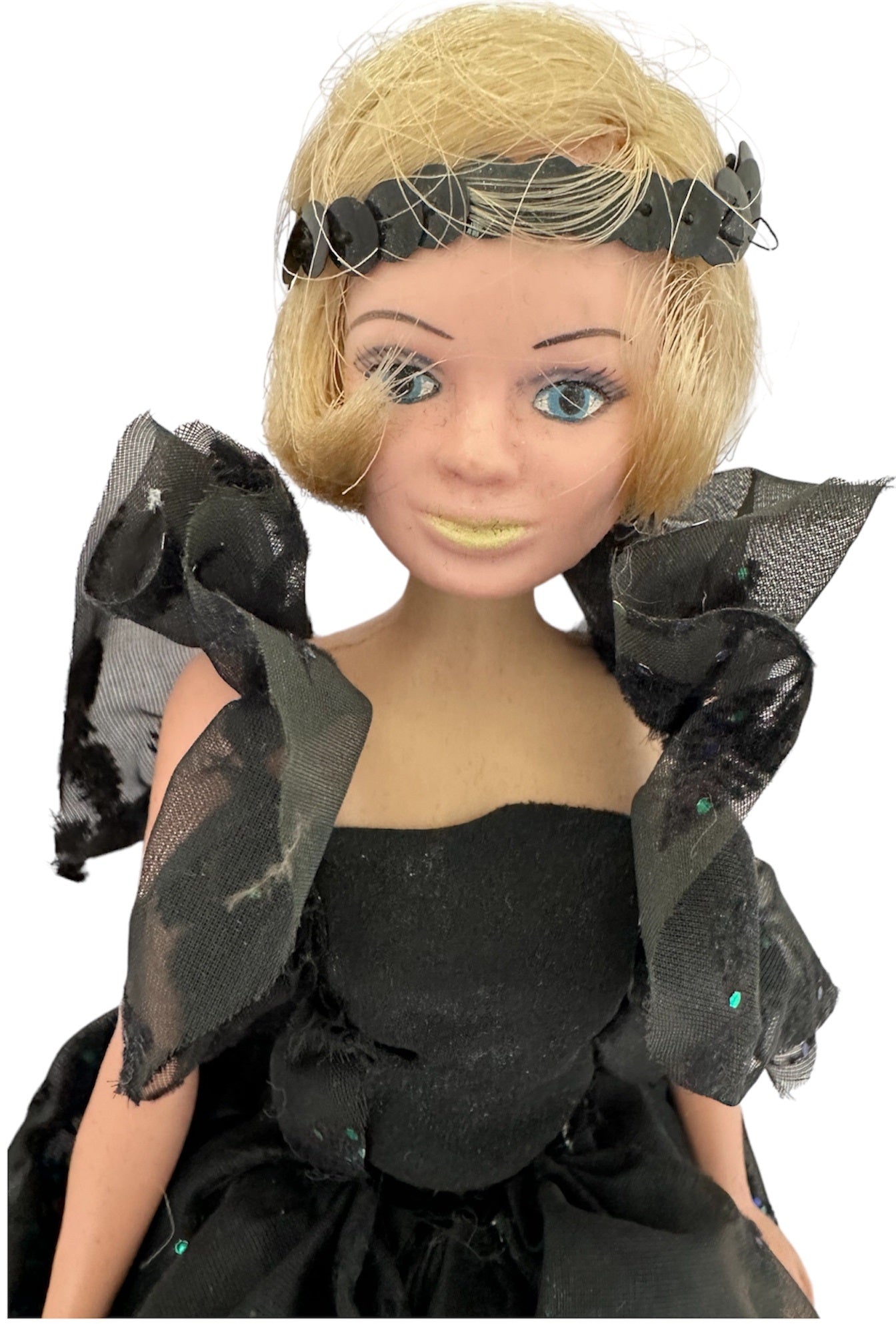 Vintage 1965 Gerry Andersons Fairylite Lady Penelope 11" Action Figure Doll In Black Evening Dress - Very Good Condition - Ultra Rare Item