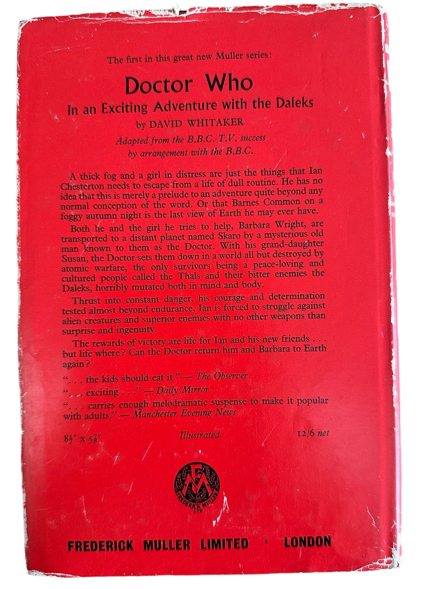 Vintage 1965 Frederick Muller Doctor Dr Who And The Zarbi By Bill Strutton Hardback Book With Dust Cover - First Edition