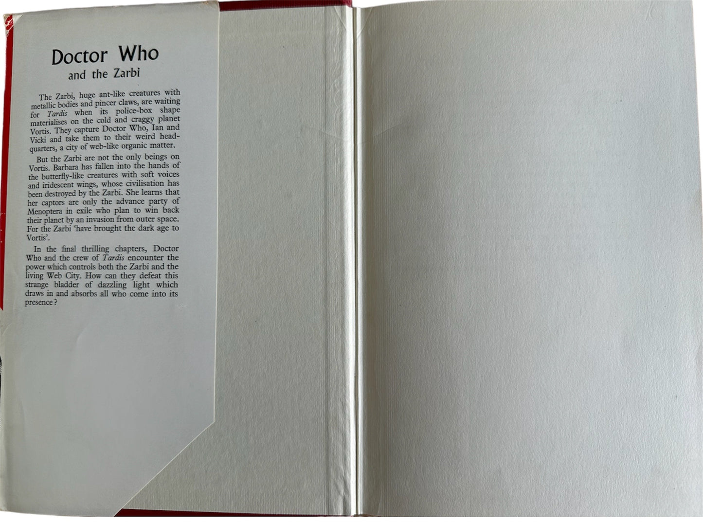 Vintage 1965 Frederick Muller Doctor Dr Who And The Zarbi By Bill Strutton Hardback Book With Dust Cover - First Edition