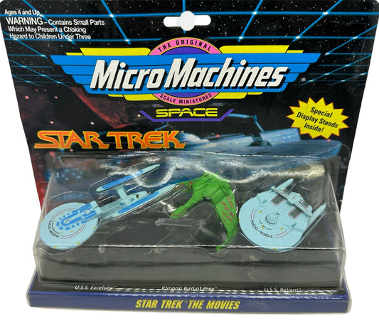 Vintage Galoob 1995 Star Trek The Movies Collection Set 2 Micro Machines Set Includes U.S.S Excelsior, Klingon Bird Of Prey & U.S.S Reliant - Factory Sealed Shop Stock Room Find.