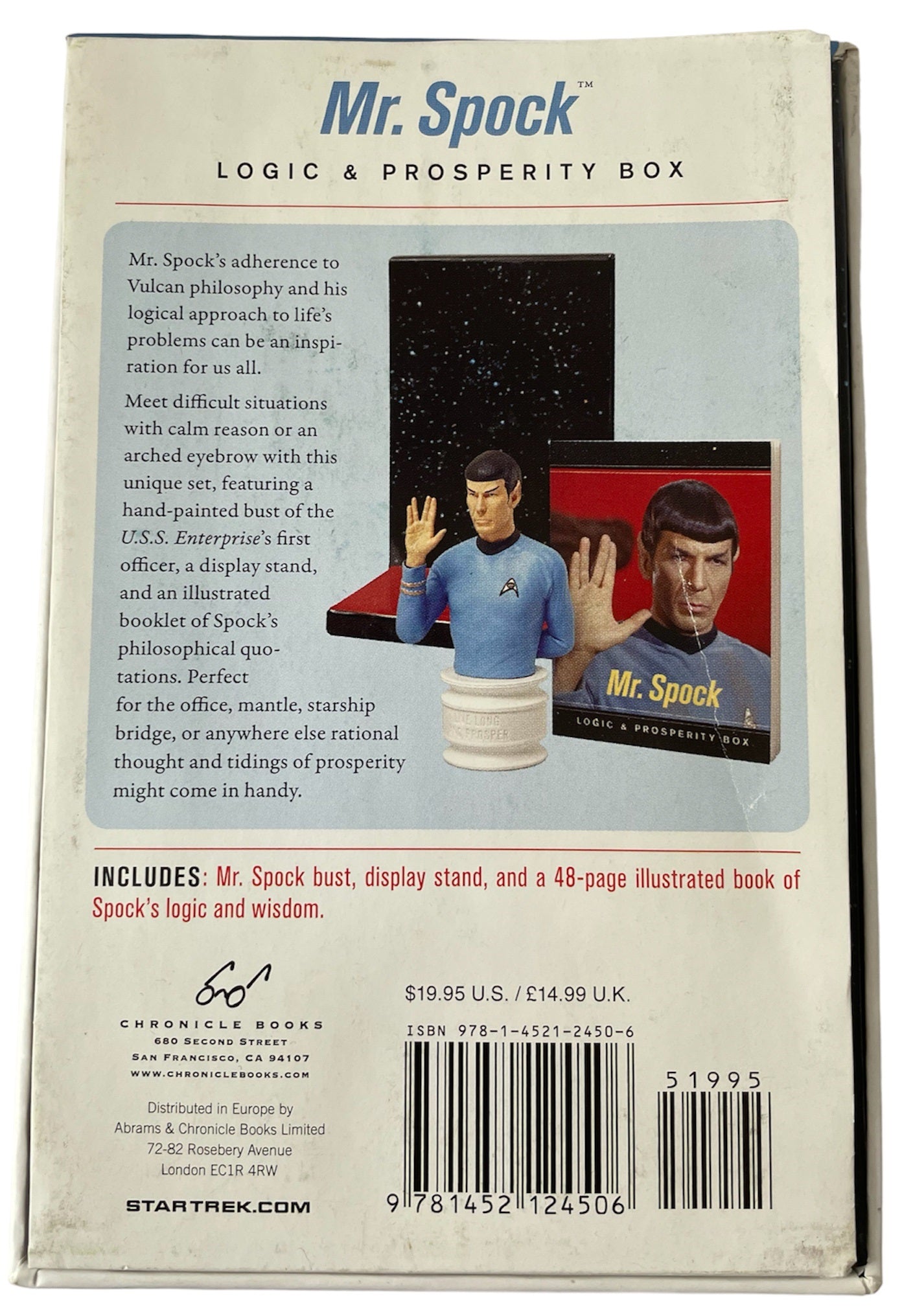 Vintage Star Trek The Original Series 2013 Mr Spock Logic &amp; Prosperity Box - Includes Bust, Display Stand, And 48 Page Book - Shop Stock Room Find