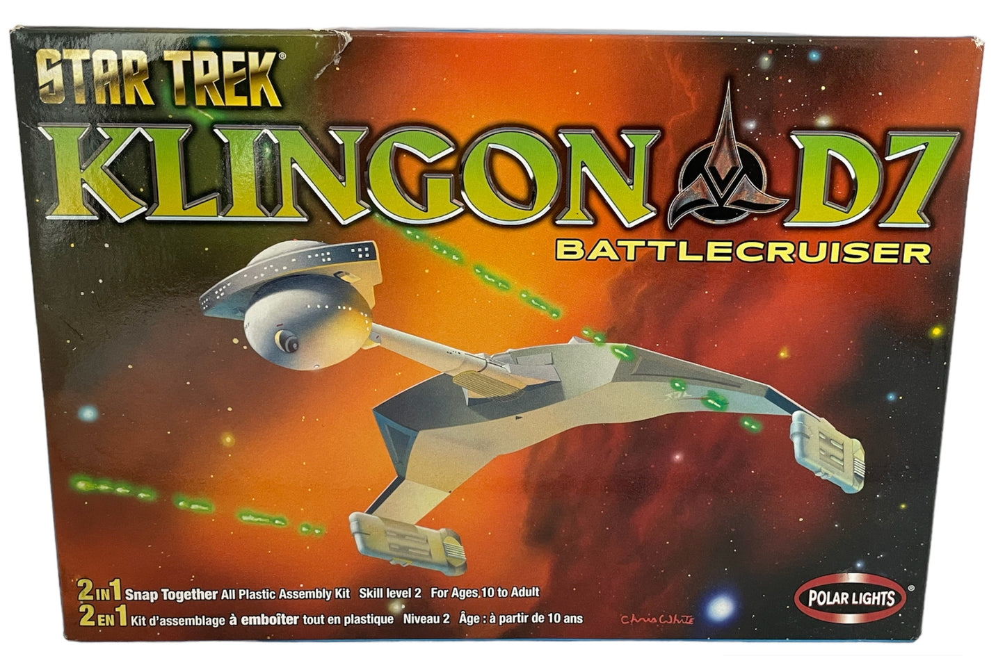 Vintage Polar Lights 2004 Star Trek The Original Series Klingon D7 Battlecruiser 2 In 1 Snap Together Plastic Model Kit - Factory Sealed Shop Stock Room Find