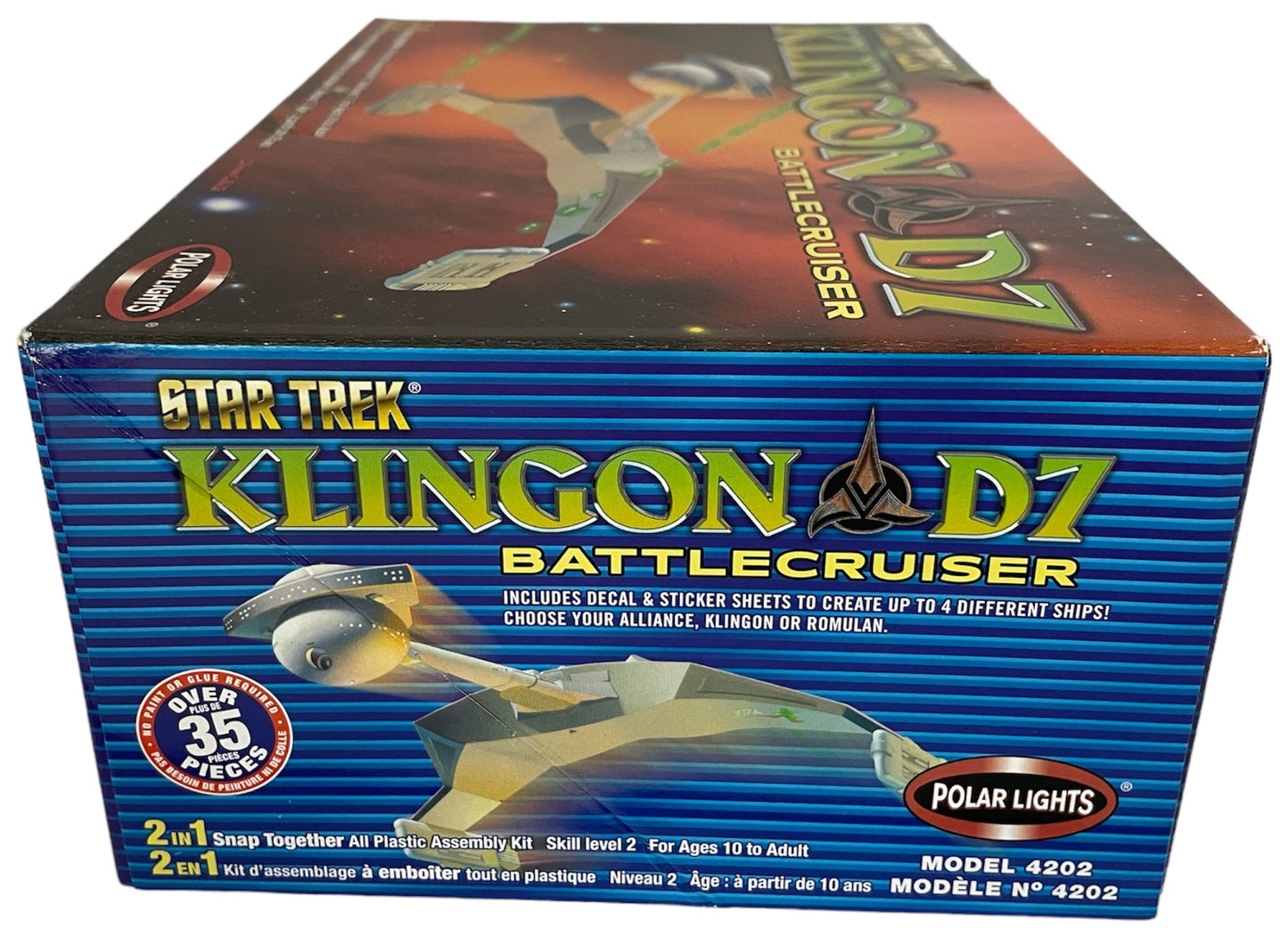 Vintage Polar Lights 2004 Star Trek The Original Series Klingon D7 Battlecruiser 2 In 1 Snap Together Plastic Model Kit - Factory Sealed Shop Stock Room Find