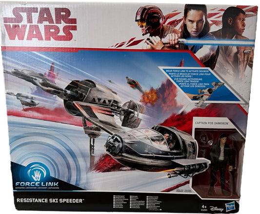 2016 Star Wars Episode VIII The Last Jedi Force Link Resistance Ski Speeder With Captain Poe Dameron Action Figure - Brand New Factory Sealed Shop Stock Room Find