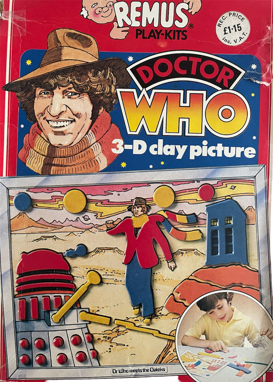 Vintage 1979 Remus Play Kits - Dr Who 3-D Clay Picture Kit Featuring Tom Baker As The Doctor In Dr Who Meets The Daleks - Ultra Rare - Shop Stock Room Find