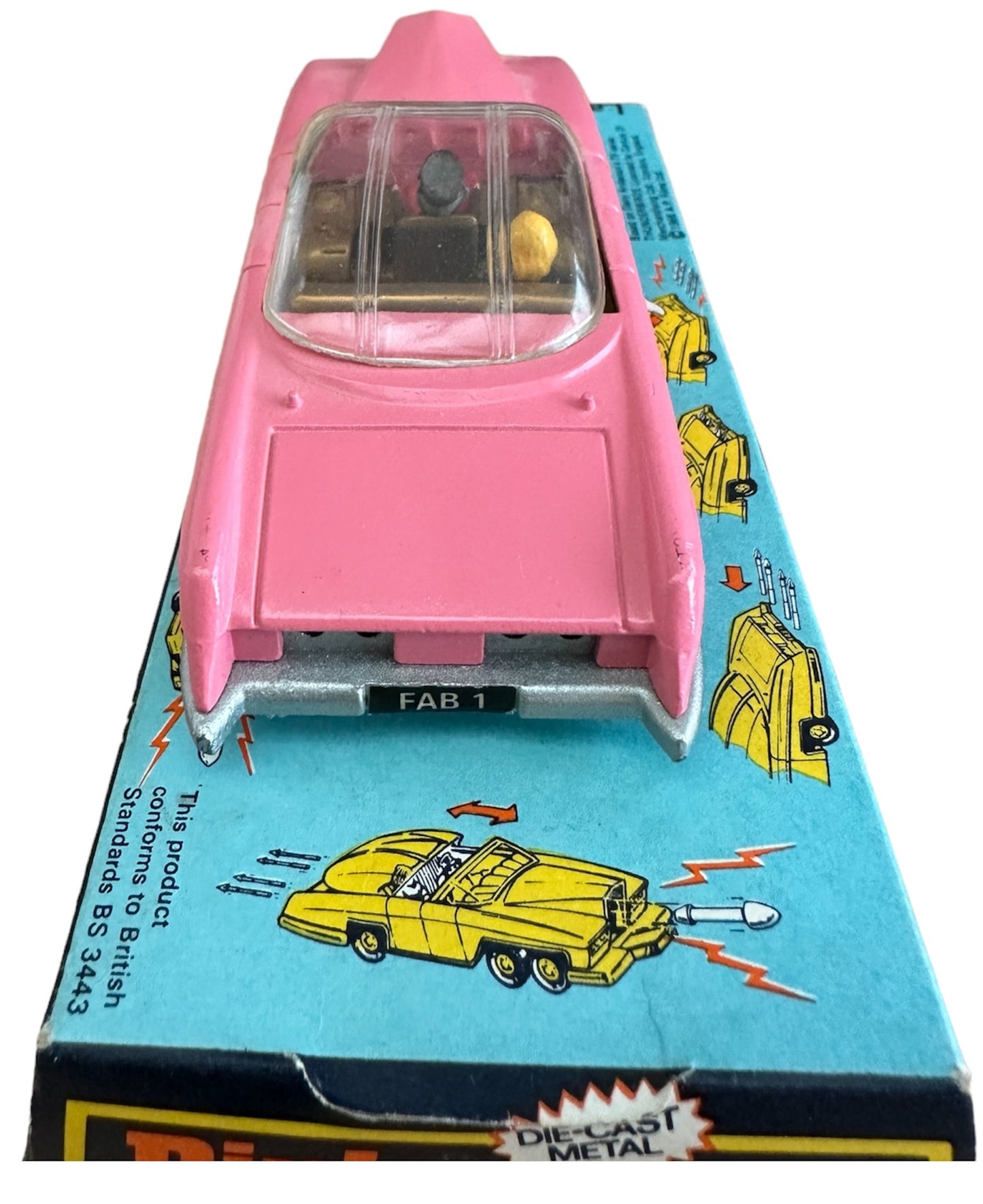 Vintage Dinky Toys 1973 Gerry Andersons Thunderbirds Dinky 100 Die-Cast Lady Penelopes Fab 1 Pink Rolls Royce Car On Original Display Plinth - Former Shop Stock