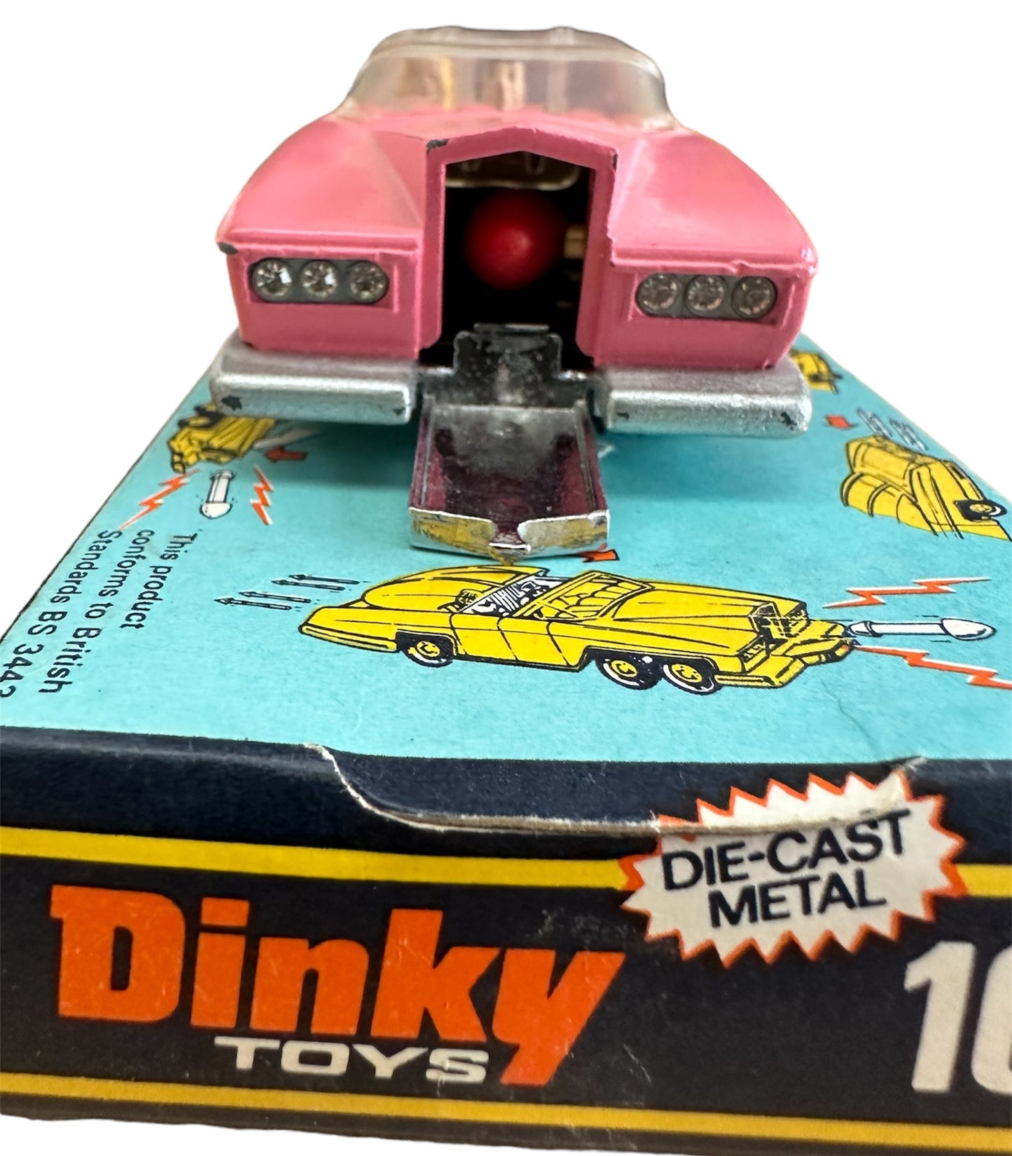 Vintage Dinky Toys 1973 Gerry Andersons Thunderbirds Dinky 100 Die-Cast Lady Penelopes Fab 1 Pink Rolls Royce Car On Original Display Plinth - Former Shop Stock