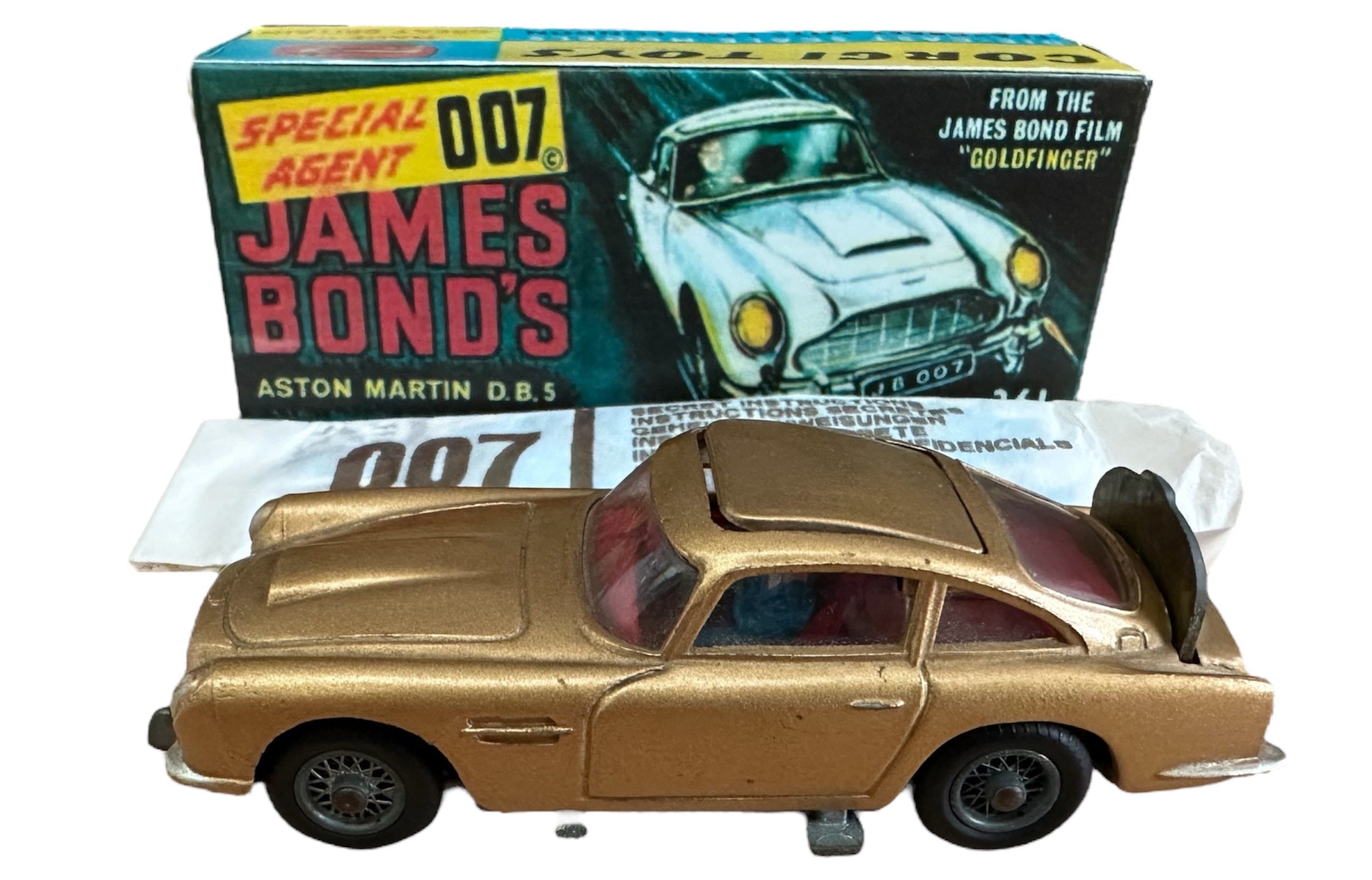 Vintage 1966 Special Agent 007 James Bond Aston Martin DB5 Corgi Diecast  261 Replica Model Vehicle - Very Good Condition In The Original Box