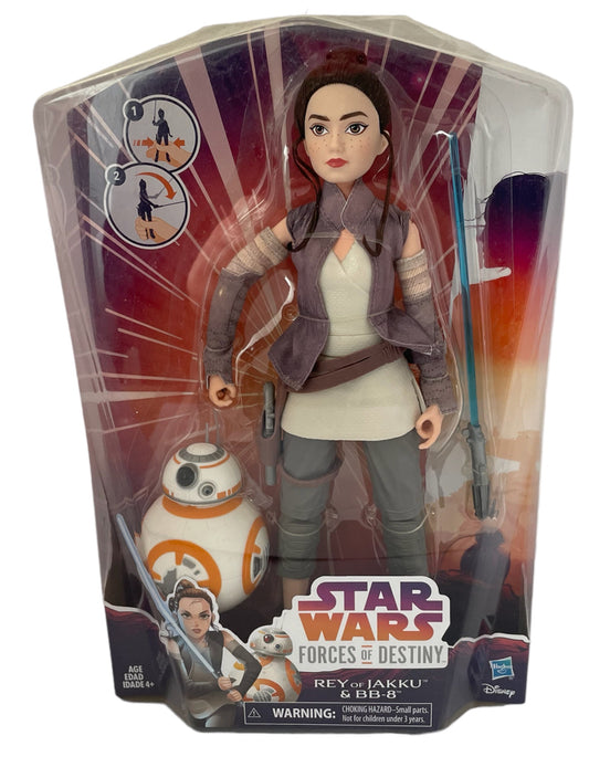 Vintage 2016 Star Wars Forces Of Destiny Rey Of Jakku 12 Inch Action Figure With BB-8 Droid - Brand New Factory Sealed Shop Stock Room Find