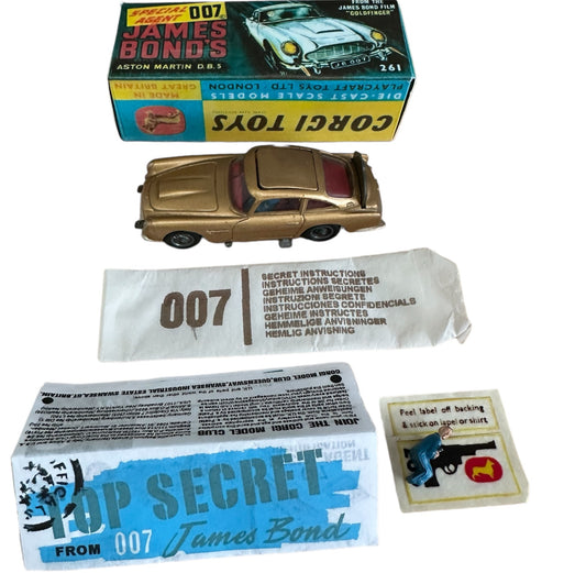 Vintage 1966 Special Agent 007 James Bond Aston Martin DB5 Corgi Diecast 261 Replica Model Vehicle - Very Good Condition In The Original Box