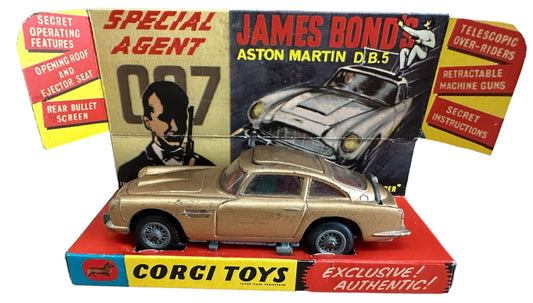 Vintage 1966 Special Agent 007 James Bond Aston Martin DB5 Corgi Diecast 261 Replica Model Vehicle - Fantastic Condition In The Original Box