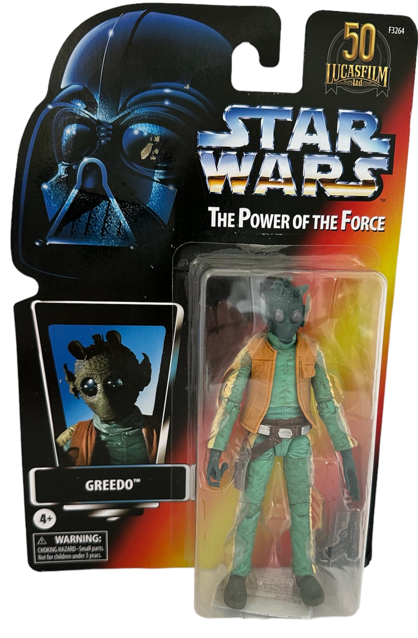 Lucas Film 50th Anniversary Star Wars The Power Of The Force Greedo The Bounty Hunter 6 Inch Action Figure - Limited Edition Collectors Series - Factory Sealed