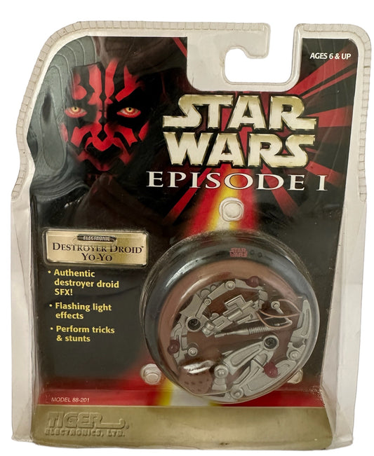 Vintage 1999 Star Wars Episode 1 Electronic Trade Authentic Destroyer Droid Yo-Yo With Flashing Lights - Factory Sealed Shop Stock Room Find